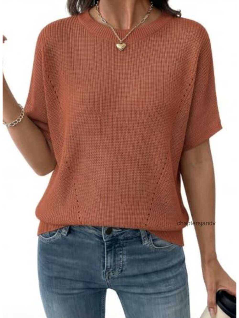 Womens Short Sleeve Rib-Knit Sweater Off Shoulder Loose Pullover Top